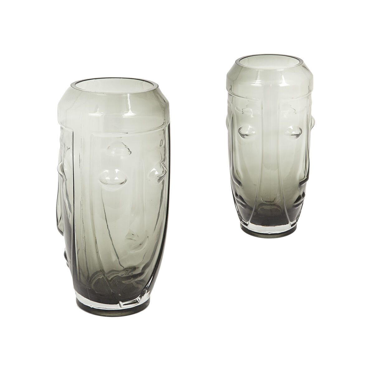 Vase Romimex Grau Glas Gesicht 9 x 25 x 9 cm
